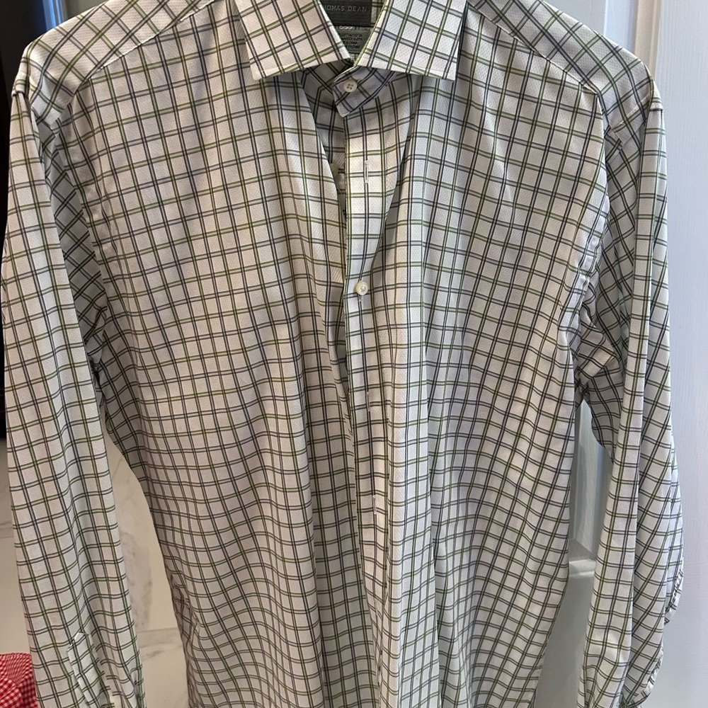 Thomas Dean Men's Green Checkered Shirt